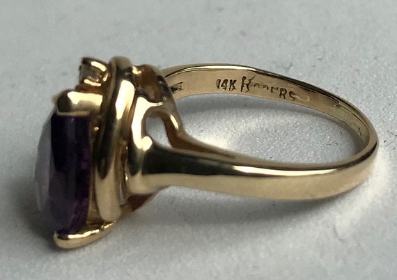 14 K Yellow Gold Amethyst Ring-Size 4 - image 8