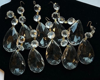 Ten Crystal Teardrop Prisims With Double Button Tops