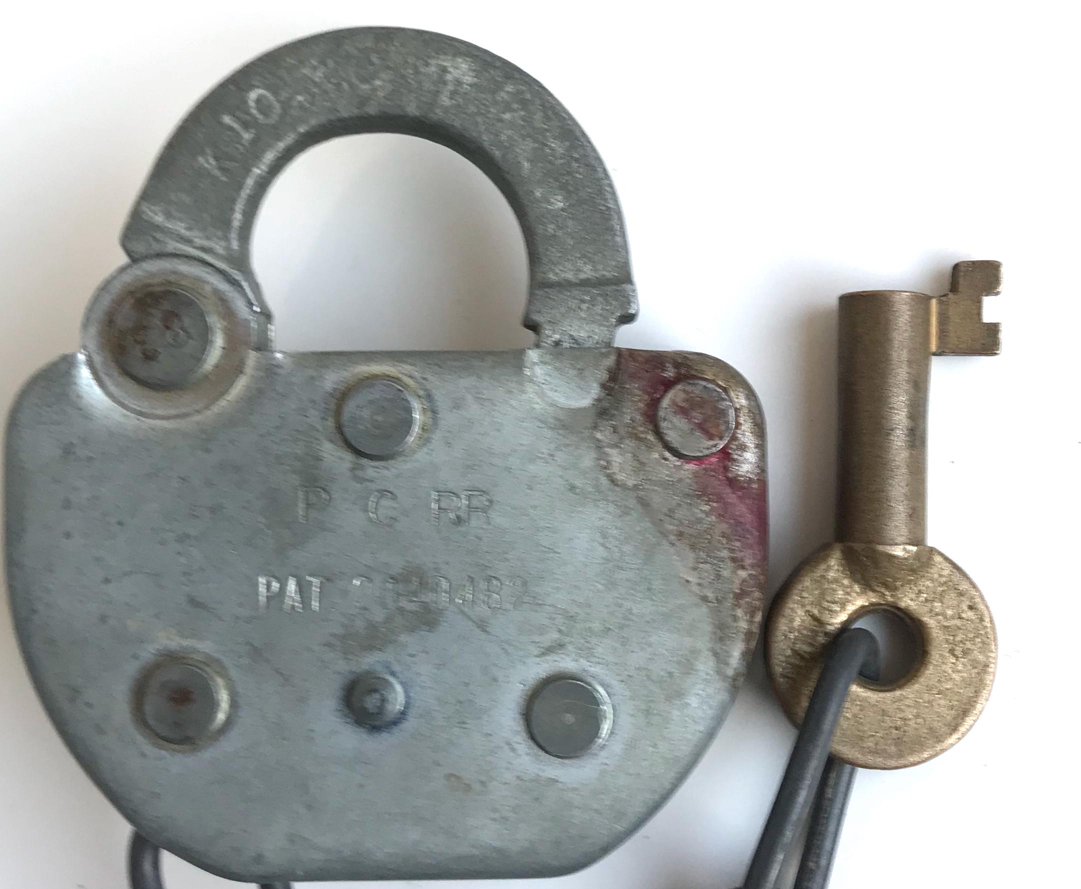 Penn Rim Lock Old Penn Central Lock With Brass Indiana Harbor Belt Railroad Key - Etsy