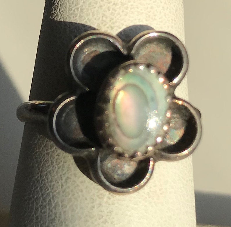 Sterling Silver Abalone Ring-Size 6 12