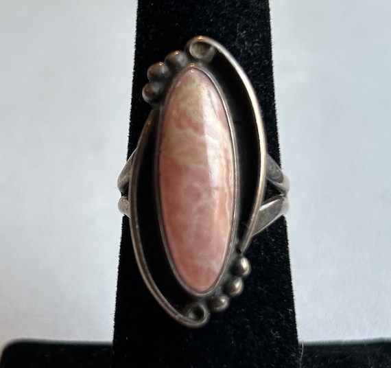 Sterling Silver Pink Stone Ring-Size 6 1/4 - image 1