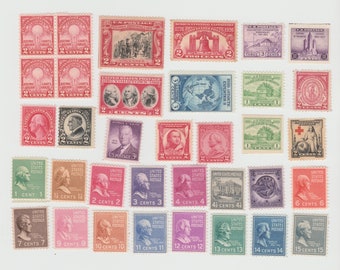 22 1920-30s Early US Postage Stamps, Reds/Civil Aeronautics/Edison/Overprints