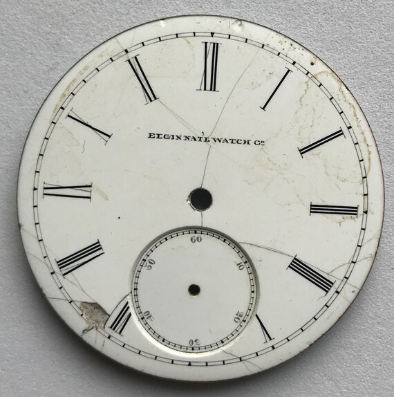 Two Vintage Elgin Porcelain Pocket Watch Dials Gem