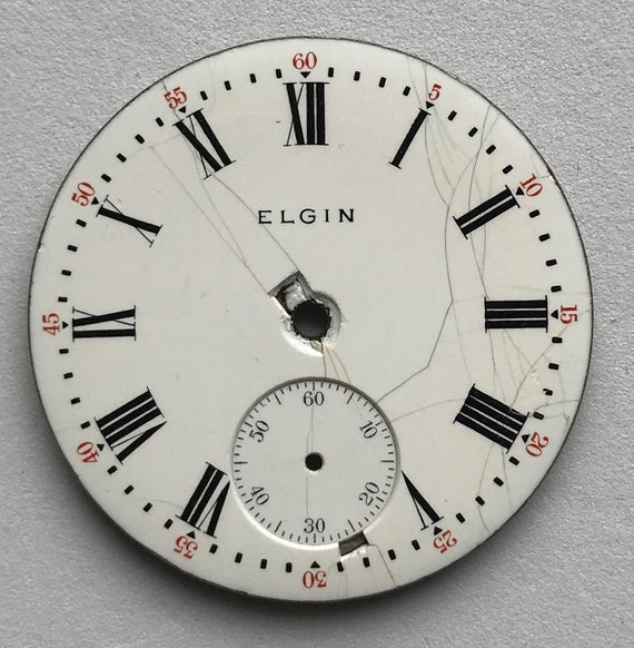 Two Vintage Elgin Porcelain Pocket Watch Dials Gem