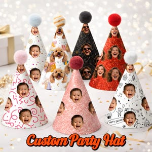 Sombrero de fiesta personalizado, sombreros de fiesta de cumpleaños, gorro de fiesta personalizado, cualquier edad, decoración de cumpleaños para niños y adultos, regalo de fiesta, descarga digital