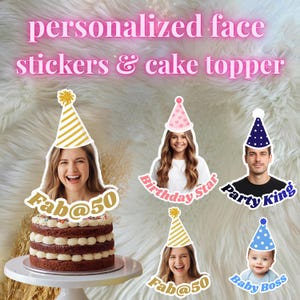 Adesivi e decorazioni per torte personalizzati per feste / Adesivi per il viso personalizzati per decorazioni per cupcake, per qualsiasi età, bambini, adulti, decorazioni per feste, download digitale