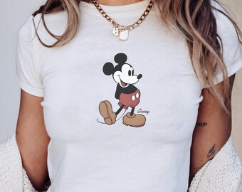 Retro Mickey Disney Baby Tee, Classic Mickey Baby Tee, Magic Kingdom Shirts, Classic Mickey Baby Tee, Y2k 90s Style Mickey Mouse Tee