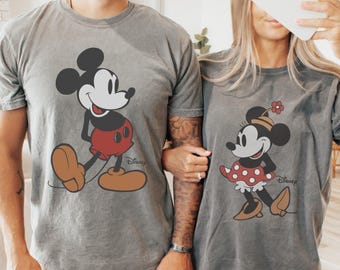 Comfort Colors® Retro Mickey Mouse Shirt, Disney Mickey Minnie Mouse Classic Pose Couple Shirt, Disney Couple Matching Shirt, Disneyland Tee