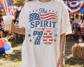 Vintage Spirit Of 76 250th Anniversary Tee, Patriotic American Flag Graphic Shirt, Freedom Comfort Colors® Top