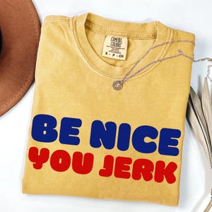 Be Nice You Jerk Shirt, Shrinking Retro 70s Slang Bubble Comfort Colors Tee, Sarcastic Graphic Top, Funny Vintage Humor Gift