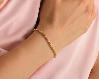 Morse Code Bracelet : 14k gold Filled Custom Bracelet with Name Hidden Message