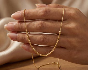 Custom Morse Code Name Necklace, Personalized Hidden Message Jewelry, Secret Code Pendant, Minimalist Gold Gift for Her