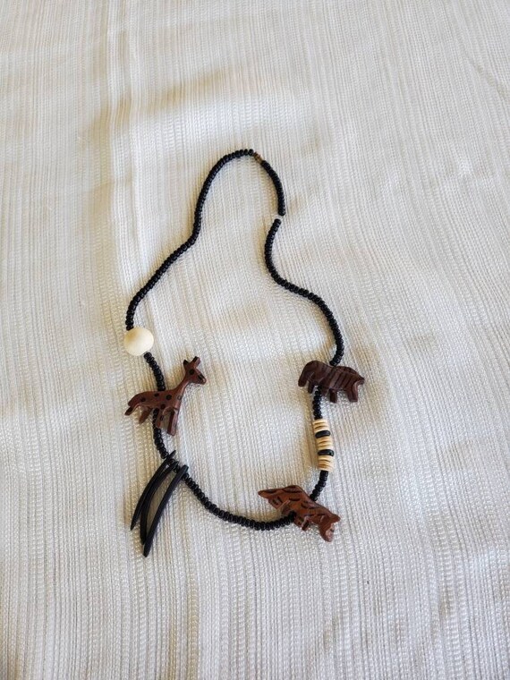 Wooden Beaded African Style Necklace - image 1