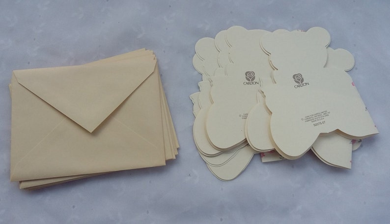 Vintage Thinking of You Cream Colored Teddy Bear Note Cards Envelopes