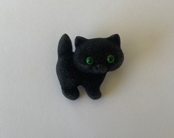 Vintage Hallmark Halloween Velvet Black Cat Scaredy Cat