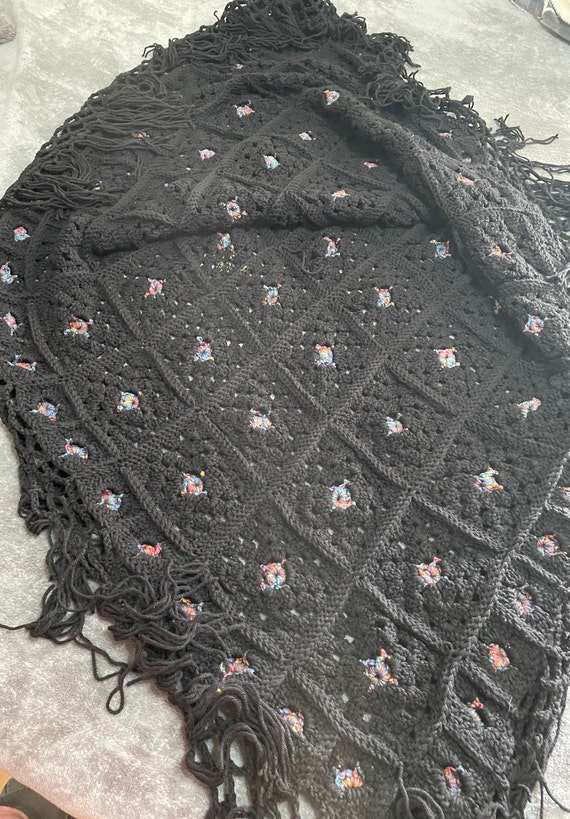 Vintage Handmade Large Crochet Poncho - image 8