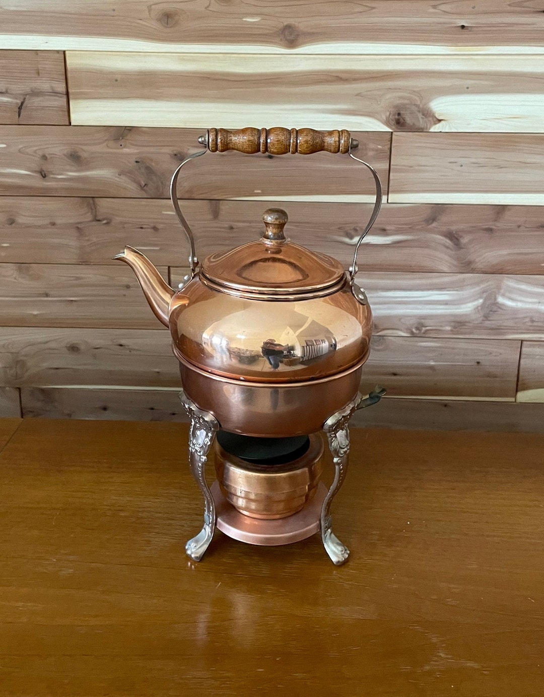 Vintage Copper Kettle Stand Decor Etsy