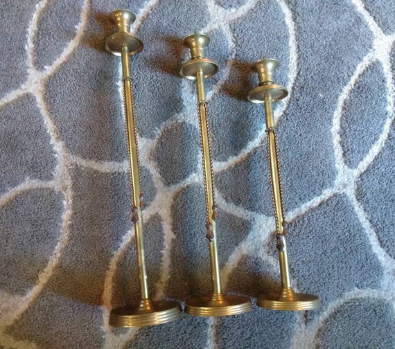 Set of Three Tall Thin Candle Stick Holders Etsy