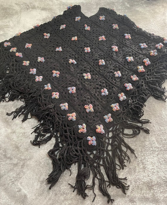 Vintage Handmade Large Crochet Poncho - image 3