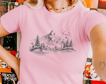 Mountain Nature Print Sweatshirt, Hiking Gift
