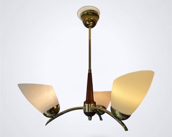 Domusシャンデリアチーク材ランプ60年代ミッドセンチュリー5電球