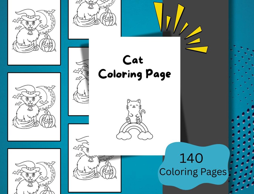 Cat Coloring Page: Printable Animal Activity for Kids (PDF) - Etsy UK