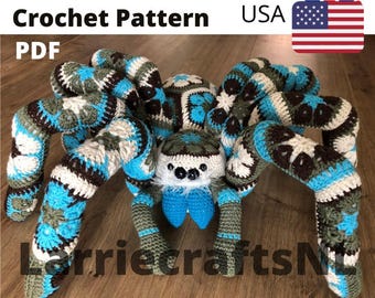 Crochet Jumping Spider Pattern: African Flower PDF (Digital Download)