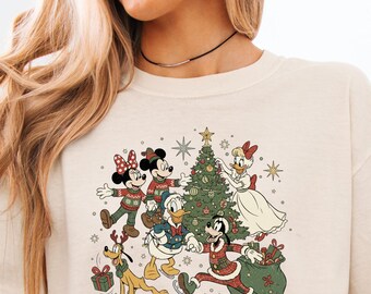 Comfort Colors® Vintage It's The Most Wonderful Time of The Year Disney Christmas Shirt,Cartoon Mickey and Friends Christmas Party 2025