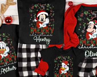 Custom Disney Family Christmas Shirt, Matching Christmas Tees, Personalized Disney Character Christmas Shirt, 2025 Mickey’s Very Merry Shirt