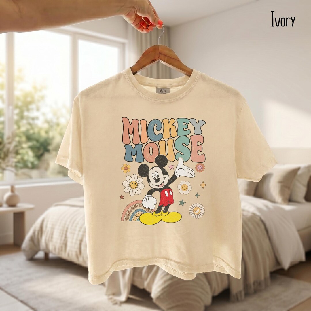 Comfort Colors® Mickey Boxy Cropped Shirt, Cute Mickey Shirts, Retro ...