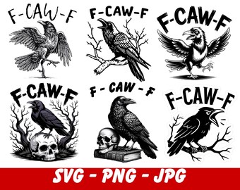 Trendy Funny F-Caw-F Chicken Bundle PNG Funny Screaming Chicken PNG Crow Digital Art F-CAW-F Meme F-Caw-F Chicken Rooster Meme Clipart