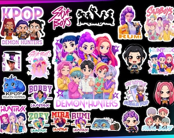 Kpop Demon Hunters PNG Bundle, Anime Clipart, Saja Boys, Huntrix (Digital Download)