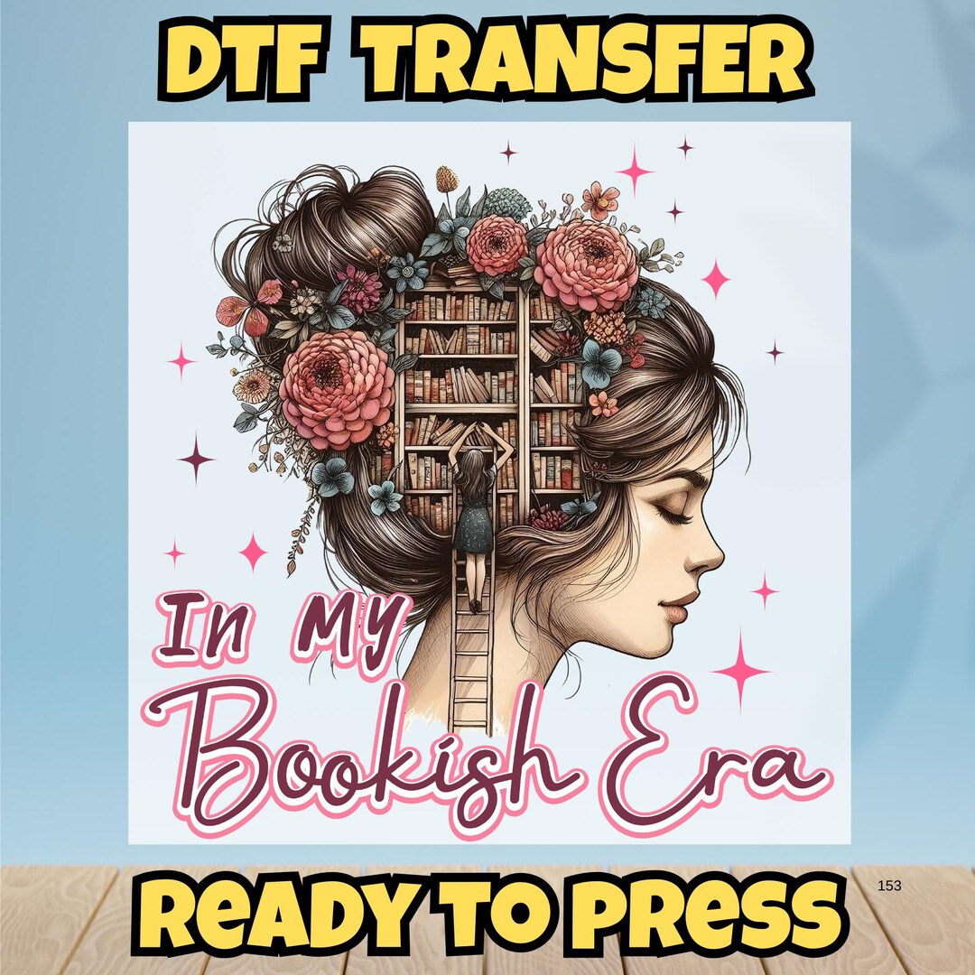 In My Bookish Era DTF Transfer, Book Lover Girl Ready to Press, Vintage ...