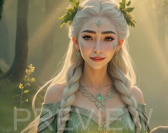Eir – Norse Goddess of Healing | Mythical Forest Art Print | Viking Wall Decor