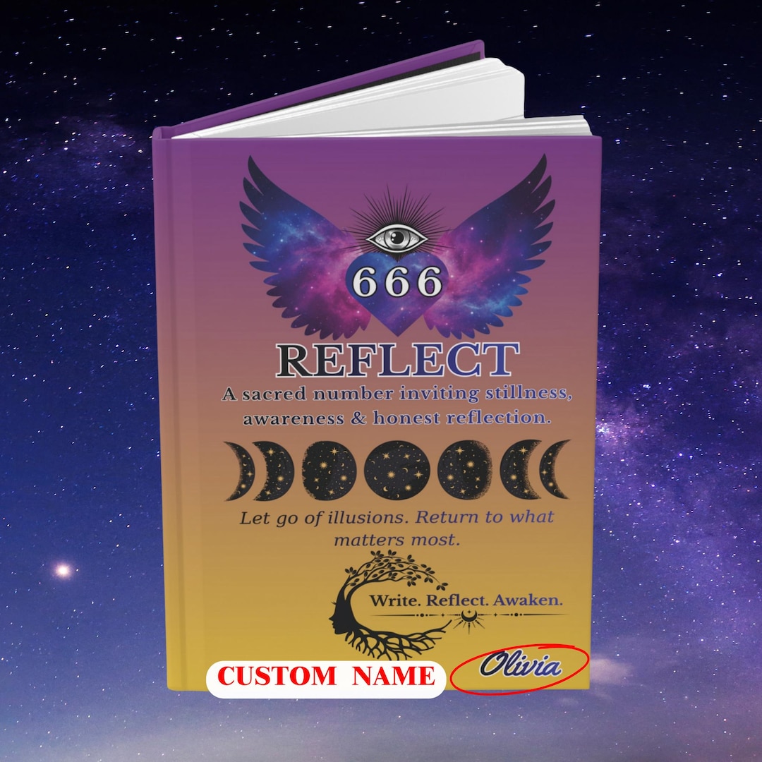Personalized Angel Number 666 Journal, Custom Name Hardcover Reflection ...