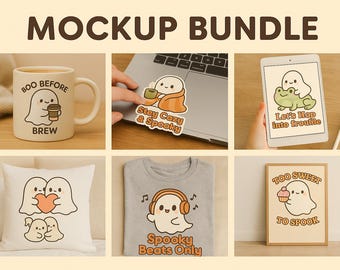 Kawaii Halloween Ghost PNG SVG Bundle: Retro Pastel Clipart