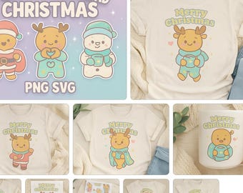 Pastel Gingerbread Santa Clipart: Kawaii Christmas PNG SVG (Digital Download)