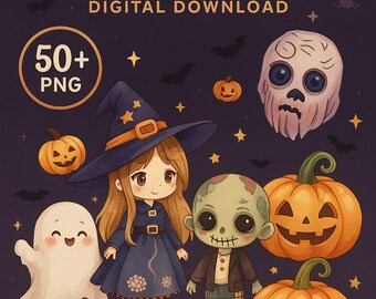 Kawaii Halloween Clipart Bundle – Digital Download