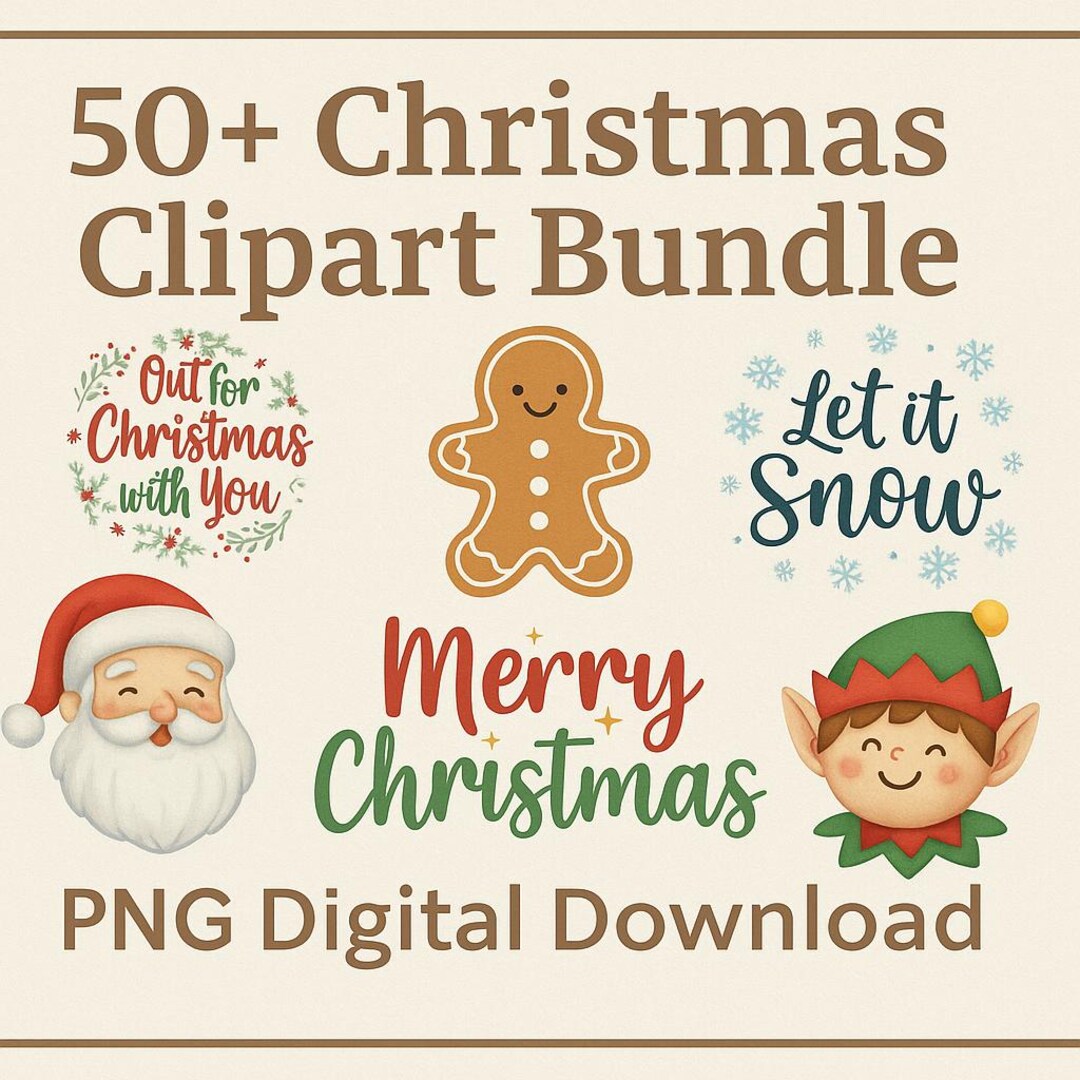 Christmas PNG Clipart Bundle: Festive Holiday Designs (digital Download ...