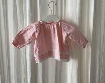 Pink Lace Vintage Baby Top 6M