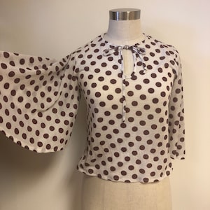 Purple  Dots Bell Sleeve Top 70s