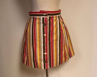 Striped A line Mini Skirt 70s S/M