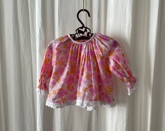 Pink Peridot Flower Power Baby Vintage Top 6M