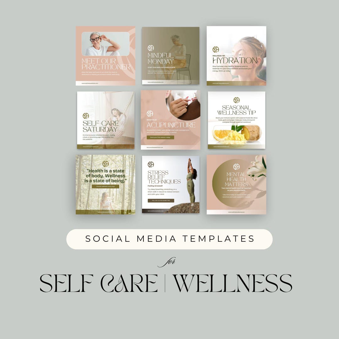 Self Care Wellness Social Media Templates – Editable Canva Content ...