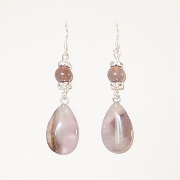 Natural Agate dangle earrings on Sterling Silver ear wires, Gemstone jewelry