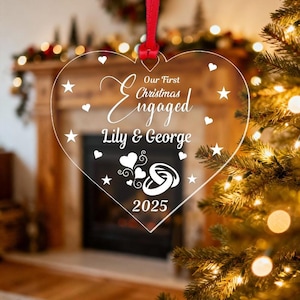 Personalisierte Chirstmas Bauble Verlobte Paar Herz Geschenk Benutzerdefinierte Name Bauble Decor