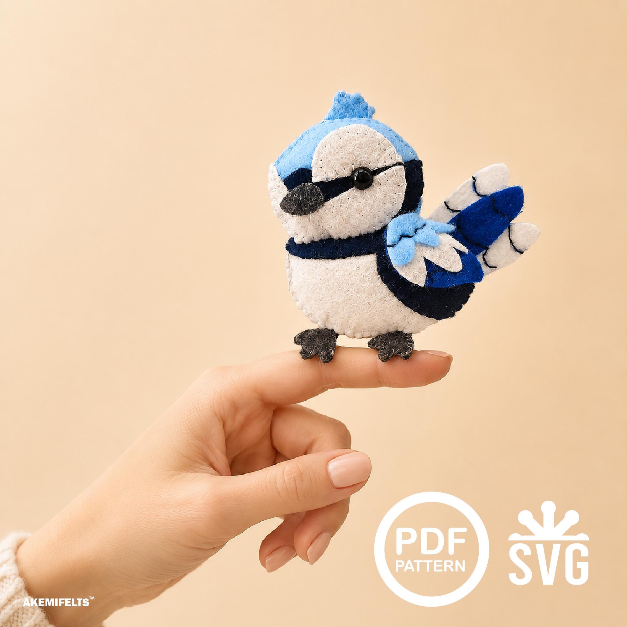 Felt Blue Jay Sewing Pattern PDF & SVG – Easy DIY Bird Plush Toy ...