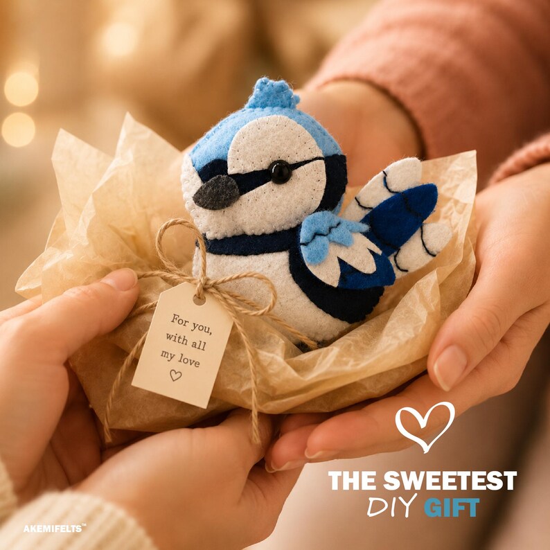 Felt Blue Jay Sewing Pattern PDF & SVG – Easy DIY Bird Plush Toy ...