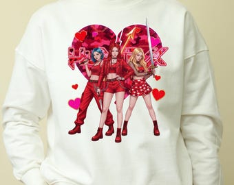 Valentine Huntrix Anime Girl Group PNG - Saja Girls Kpop Sublimation - Cute Aesthetic Valentines Day Digital Download Streetwear DTF Design