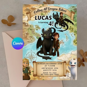 How to Train Your Dragon Birthday Invitation Template: Hiccup & Toothless (Digital Download)